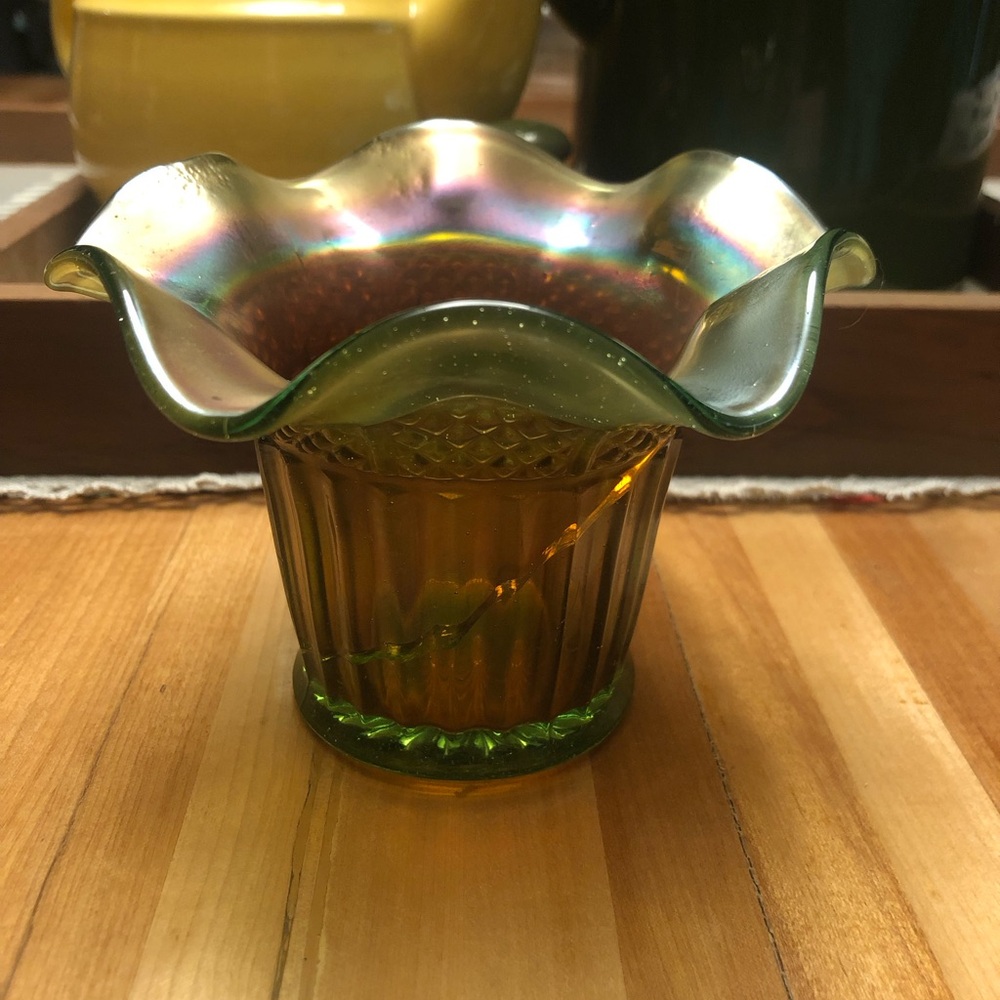 Northwood Lustre Flute Carnival Glass Hat Vase